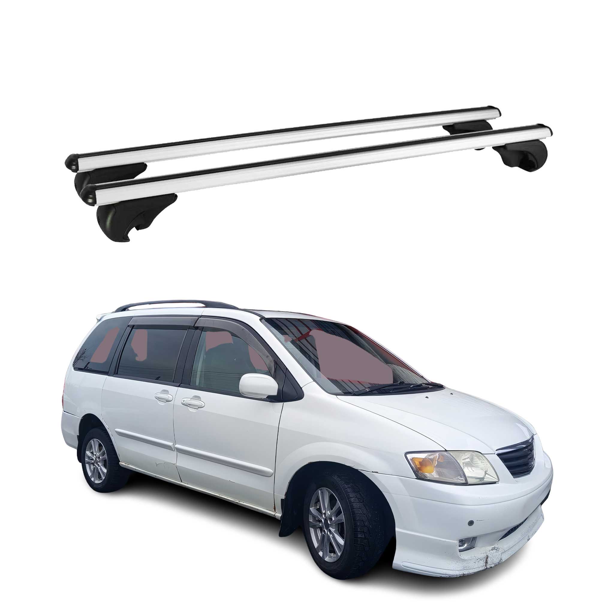 Dachträger Grundtäger für Mazda MPV 1999-2006 75kg Aluminium Silber 2 tlg