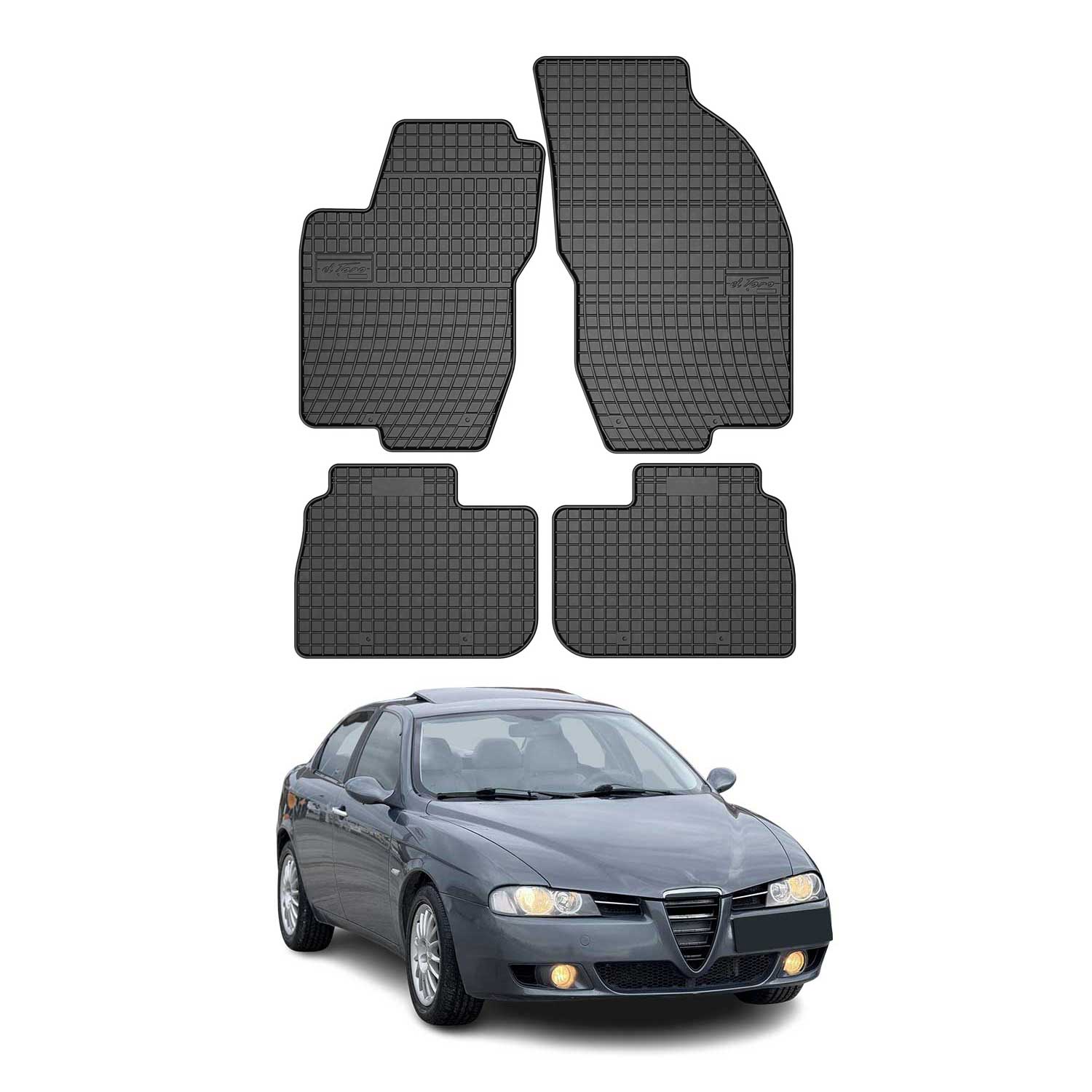 OMAC Gummi Fußmatten für Alfa Romeo 156 Limousine / Sportwagon 1997-2005 Schwarz