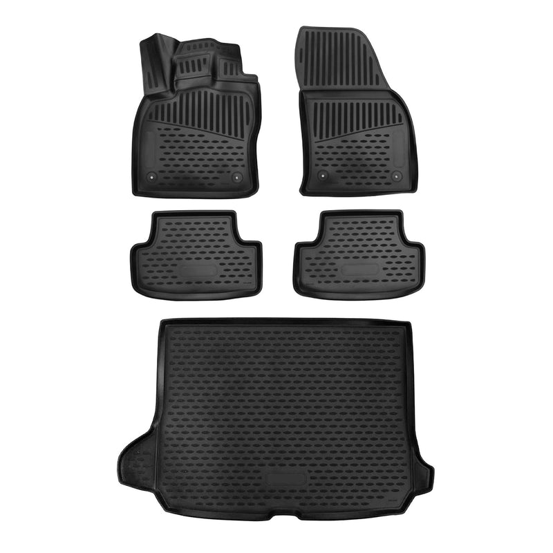 Fußmatten & Kofferraumwanne Set für Audi Q2 2017-2024 Gummi TPE Schwarz 5x