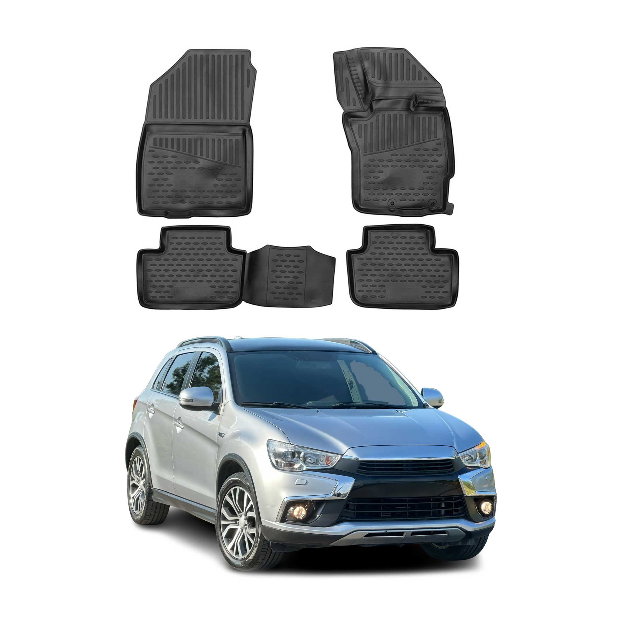 OMAC Gummimatten Fußmatten für Mitsubishi ASX 2013-2020 RHD TPE Schwarz 4x
