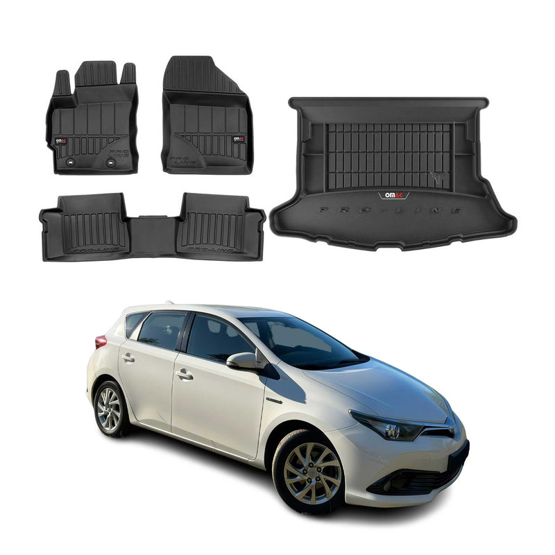 OMAC Fußmatten & Kofferraumwanne Set für Toyota Auris 2012-2018 Gummi Schwarz 4x