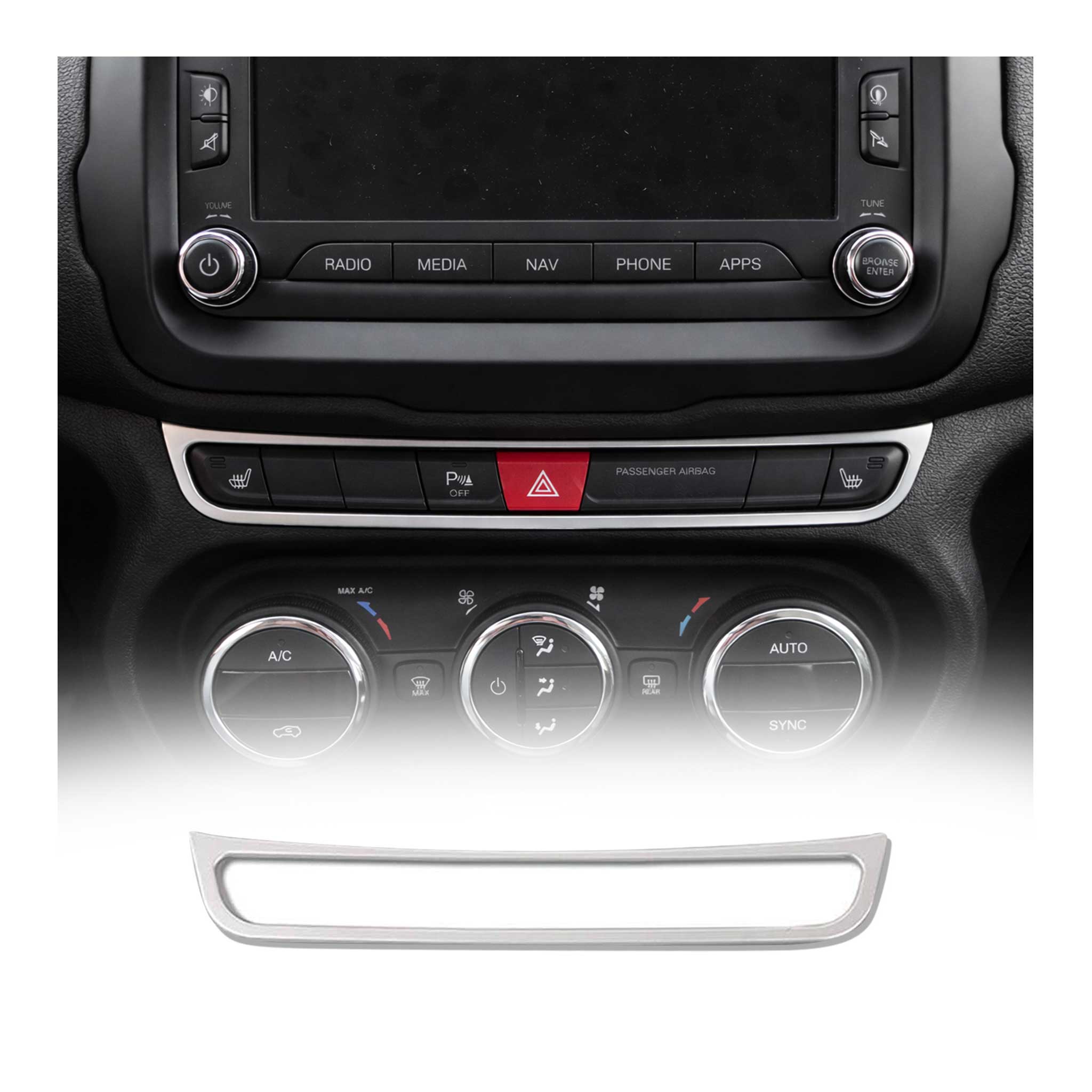 Klimaanlage Kontrol Rahmen für Jeep Renegade 2014-2024 Chrom ABS Silber