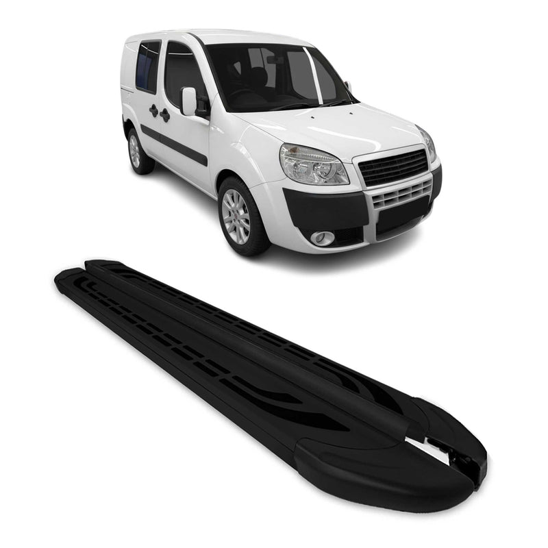 Trittbretter Schweller Seitenbretter für Fiat Doblo 2000-2010 Kurzer Alu Schwarz