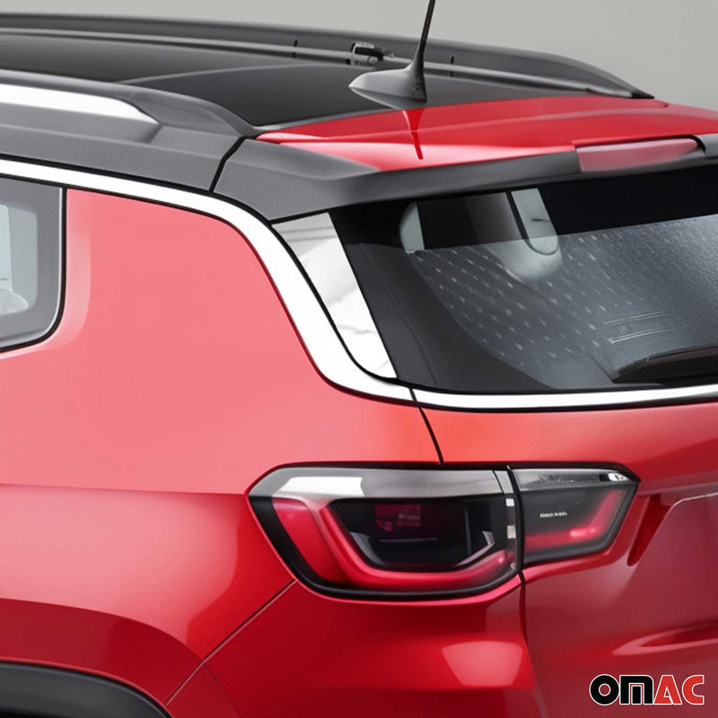 Spoiler Leiste Kofferraum Leiste für Jeep Compass 2016-2025 Edelstahl Silber 2x