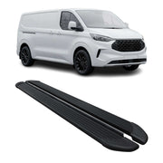 Trittbretter Seitenschweller für Ford Transit Custom 2023-2026 L2 Alu Schwarz 2x