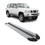 Seitenschweller Trittbretter Schweller für Nissan Patrol 2010-2024 Alu Grau