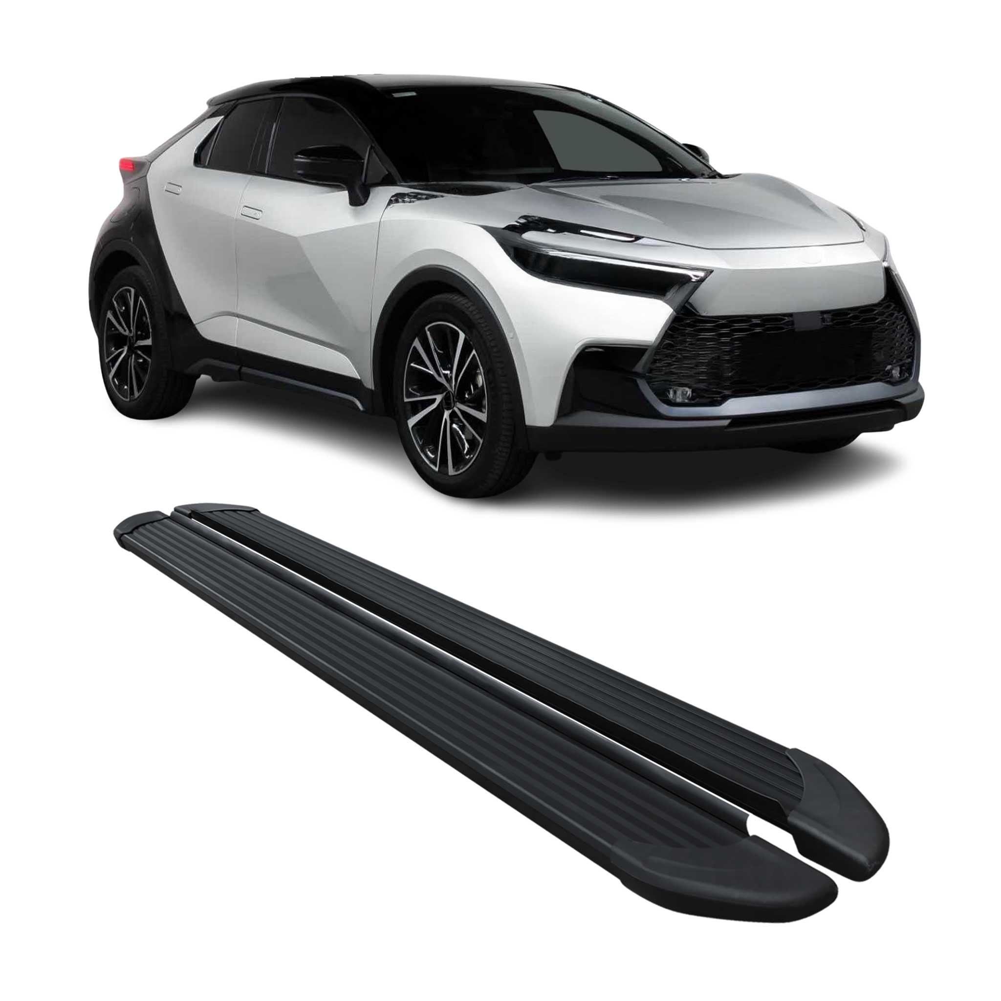 Trittbretter Seitenschweller für Toyota C-HR AX20 2023-2026 Schwarz Alu 2tlg