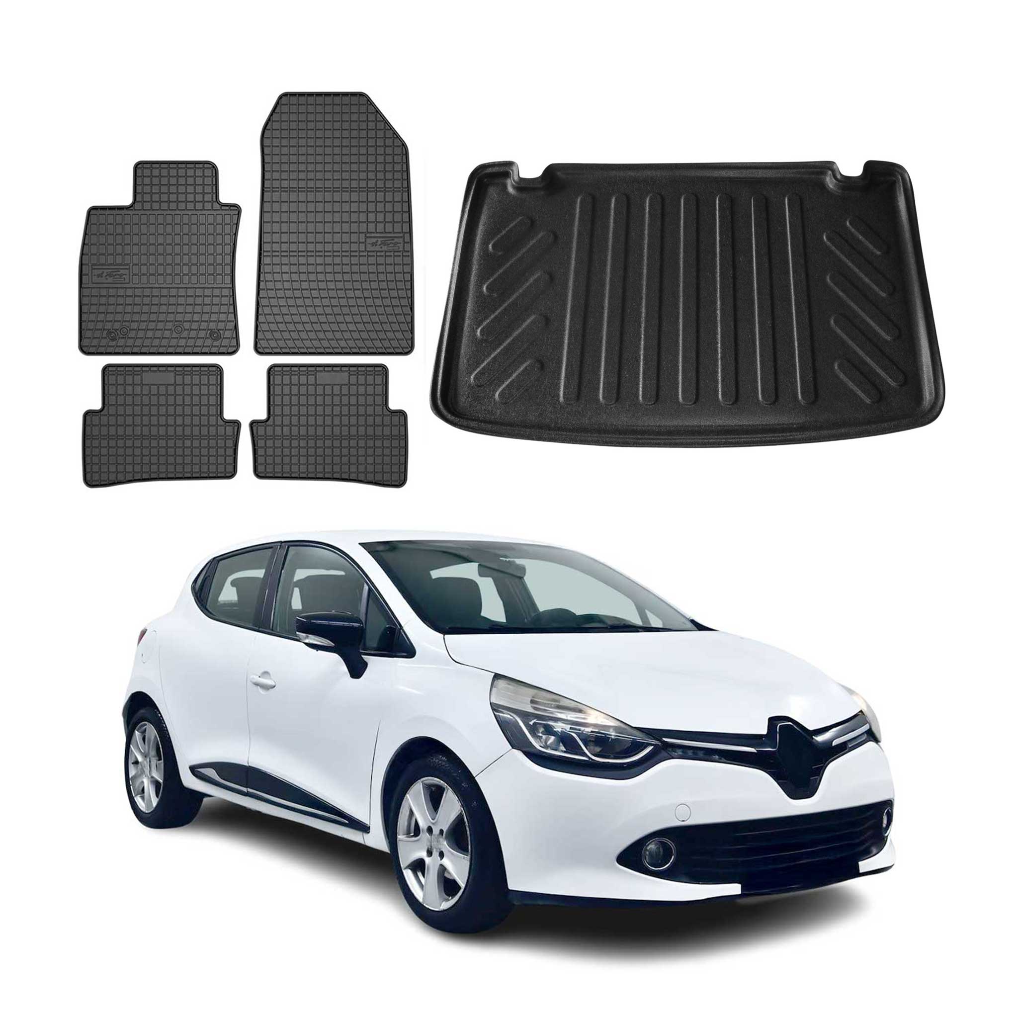 Fußmatten & Kofferraumwanne Set für Renault Clio Schrägheck 2012-2018 Gummi 5x