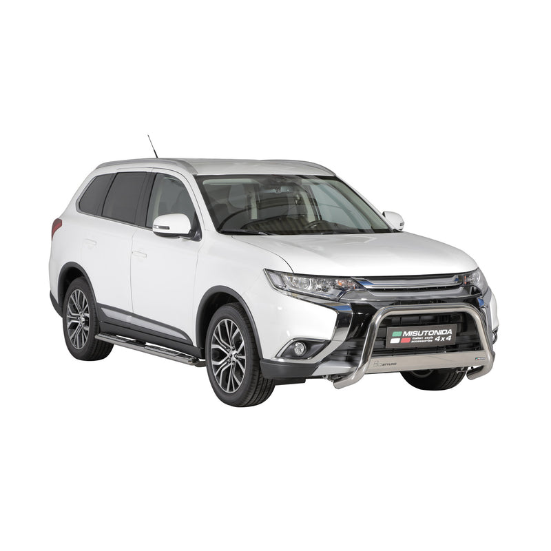 Stahl Schwellerrohre Trittbretter für Mitsubishi Outlander Hybrid 2015-2024 Grau