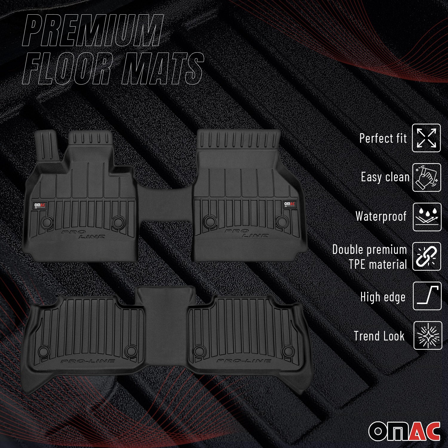 Fußmatten Gummimatten für BMW IX I20 2021-2026 OMAC Premium 3D Schwarz TPE 2 tlg