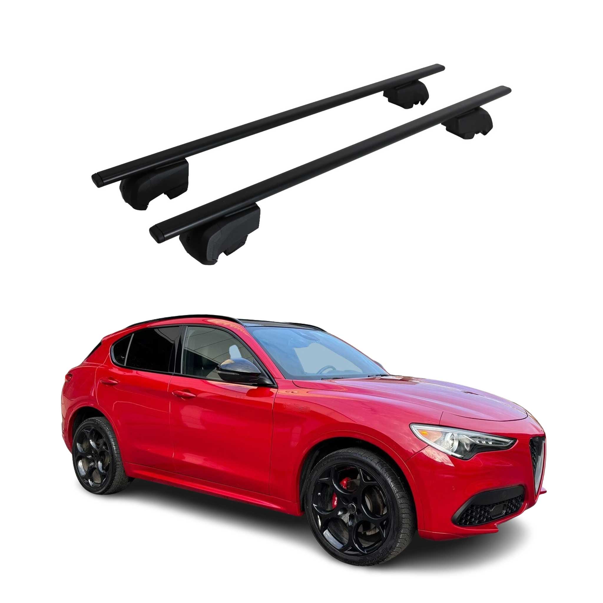 Dachträger Grundtäger für Alfa Romeo Stelvio 2016-2026 75kg Metall Schwarz 2 tlg
