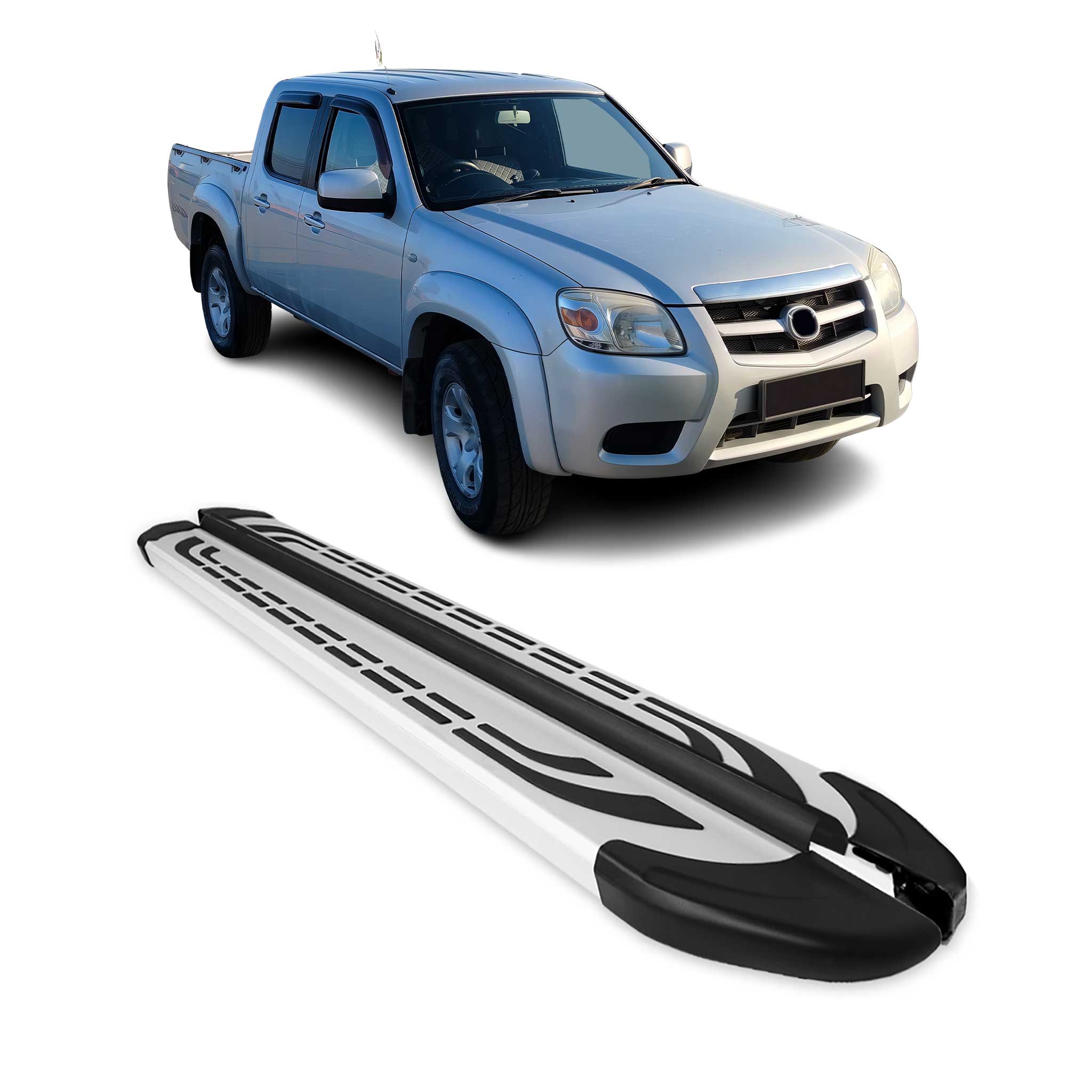 Trittbretter Seitenschweller für Mazda BT-50 DoubleCab 2006-2012 Alu Grau