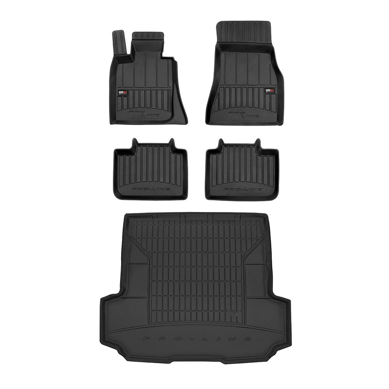 OMAC Fußmatten & Kofferraumwanne Set für BMW 6er G32 2017-2024 Gummi Schwarz 5x