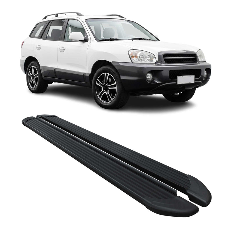 Seitenschweller Trittbretter Schweller für Hyundai Santa Fe 2001-06 Alu Schwarz