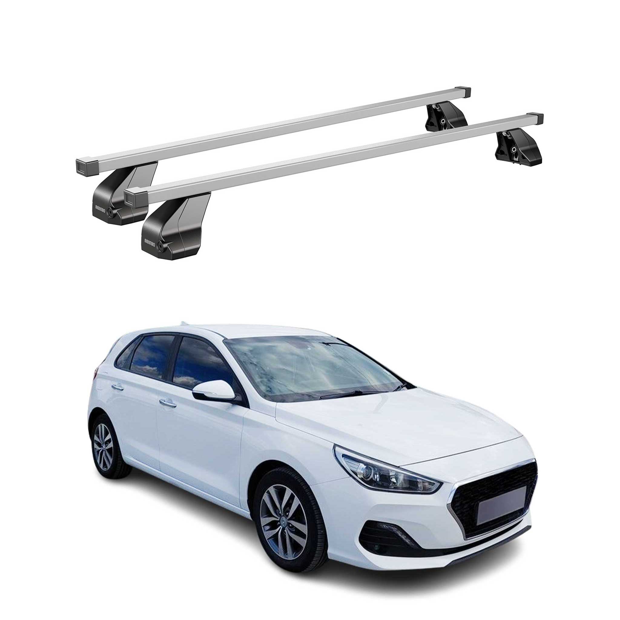 Menabo Dachträger Grundtäger für Hyundai i30 2016-2020 3tür 75kg Stahl Silber 2x