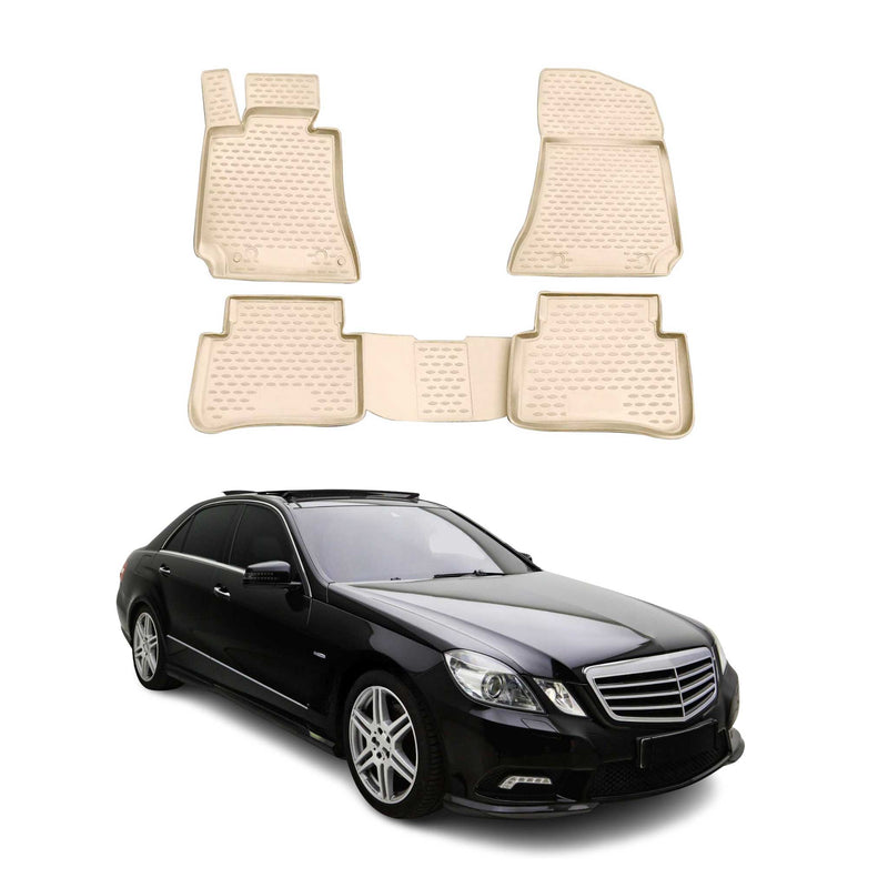 OMAC Gummimatten Fußmatten für Mercedes E Klasse W212 2009-2016 TPE Beige 4x
