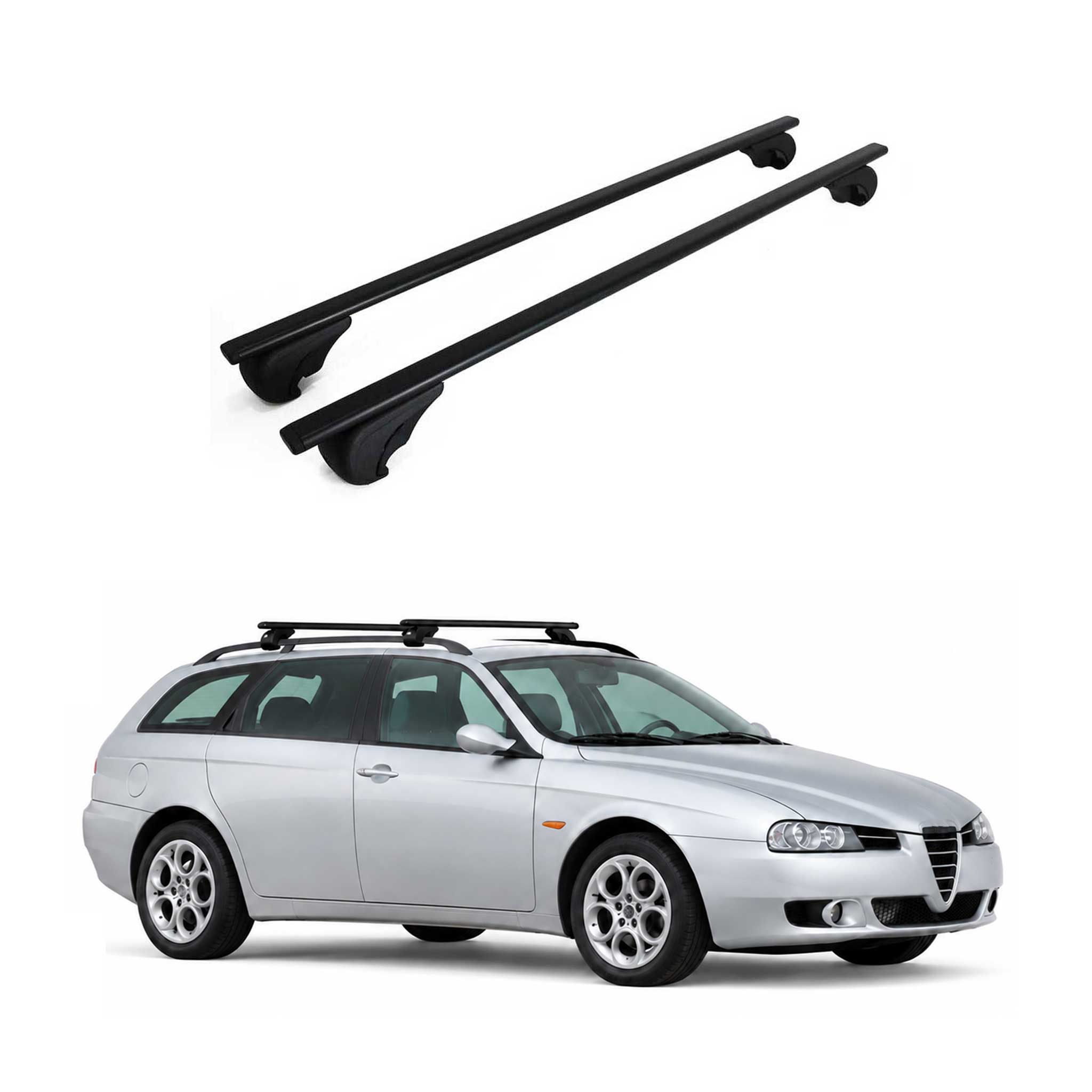 Dachträger Grundträger für Alfa Romeo 156 Crosswagon 2004-2007 Metall Schwarz 2x