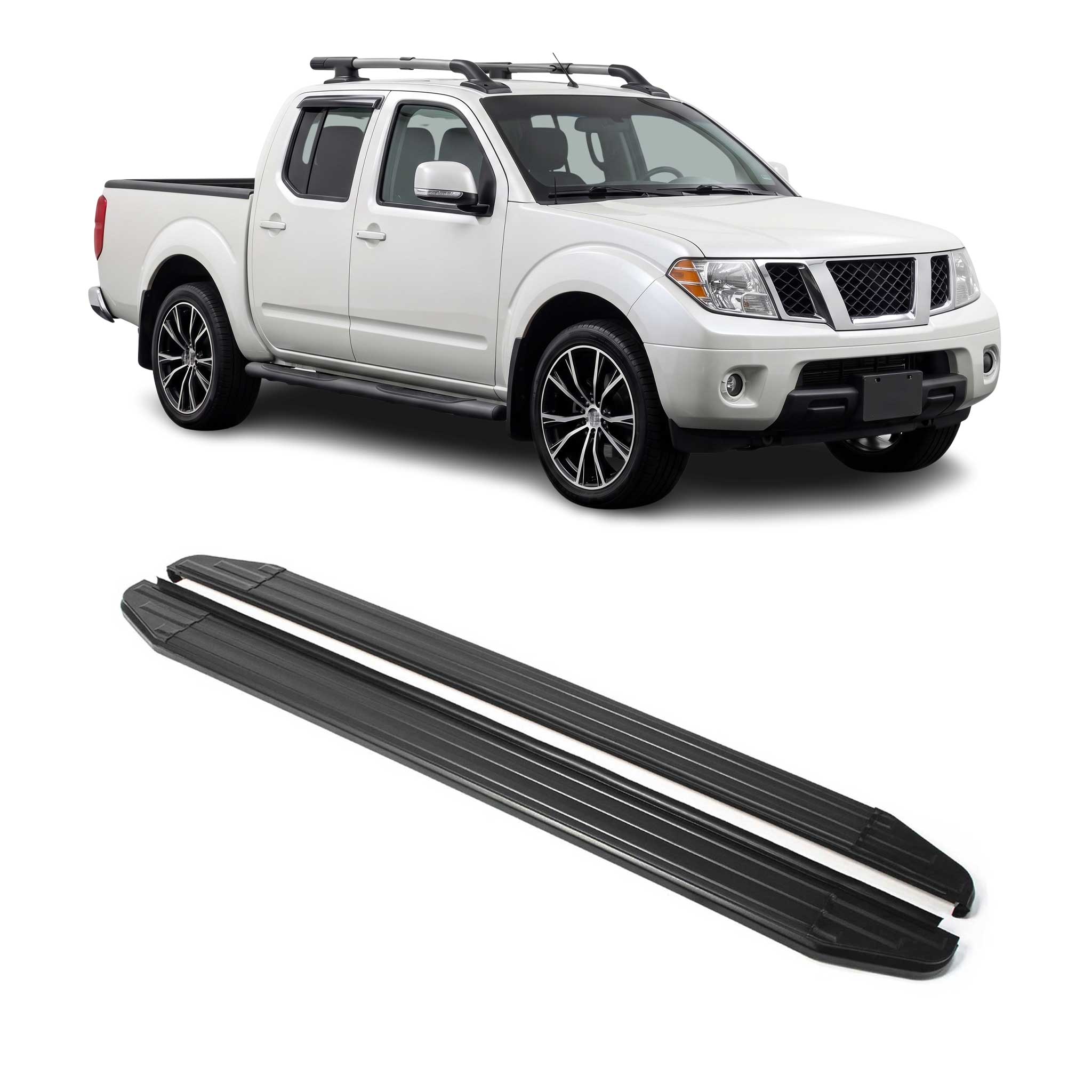 Trittbretter Seitenschweller für Nissan Navara II D40 2005-14 Aluminium Schwarz
