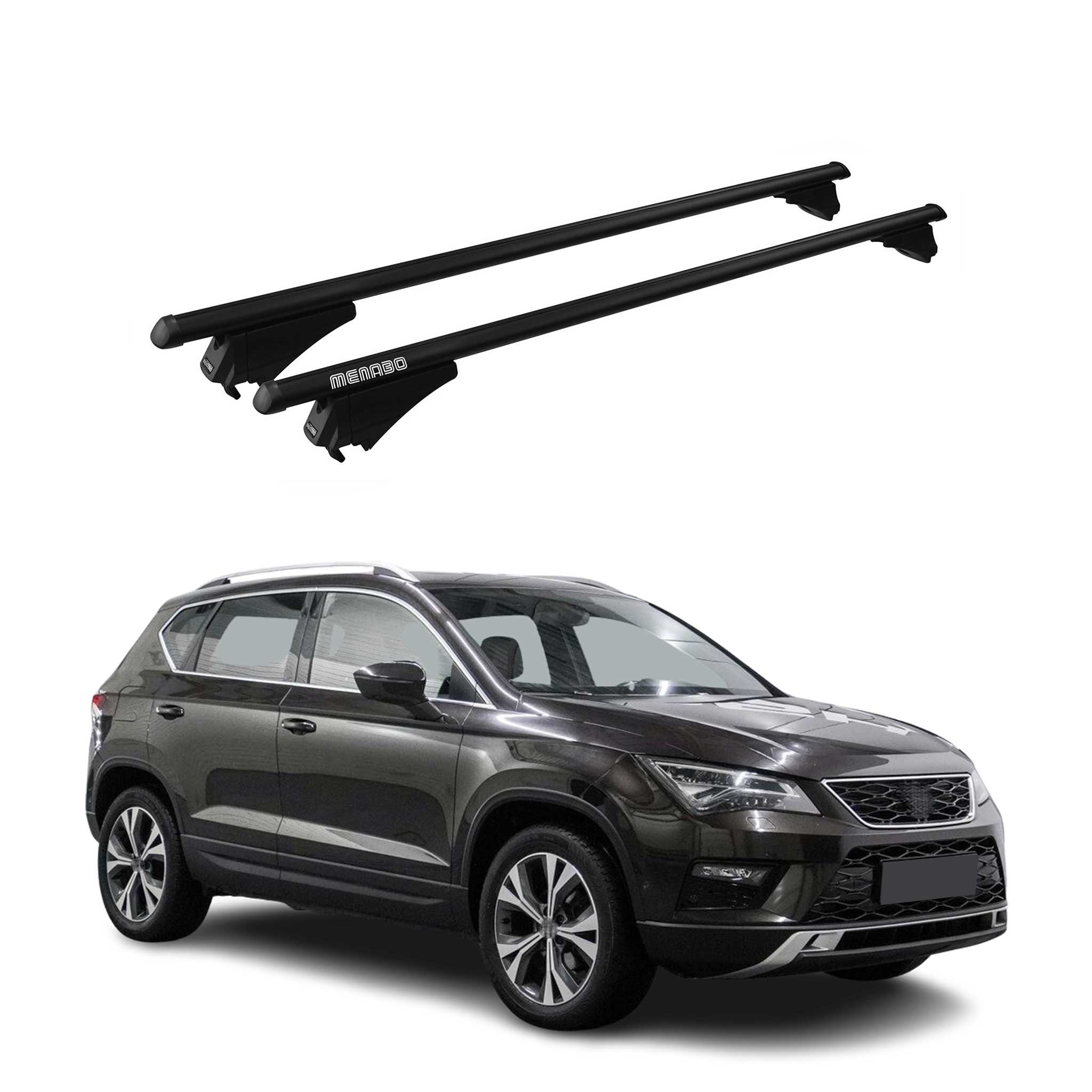 Menabo Dachträger Grundtäger für Seat Ateca 2016-2026 75kg Alu Schwarz 2 tlg