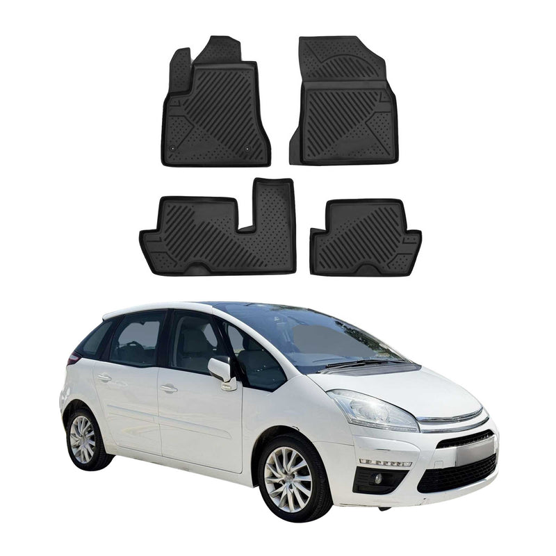 OMAC Gummimatten Fußmatten für Citroen C4 Picasso 2006-2013 TPE Schwarz 4x