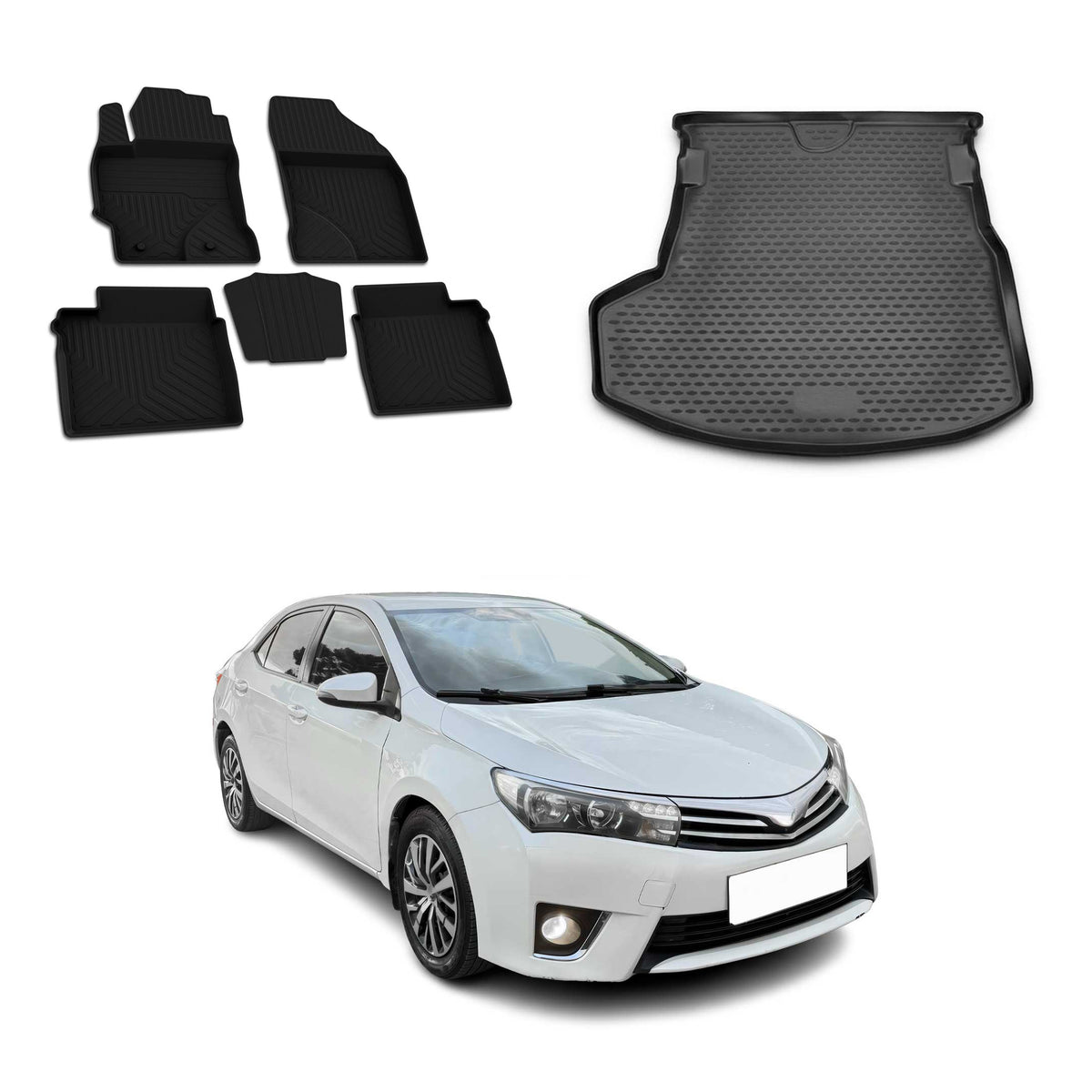 OMAC Fußmatten & Kofferraumwanne Set für Toyota Corolla Limo 2013-2019
