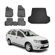 Fußmatten & Kofferraumwanne Set für Dacia Logan / MCV 2013-2016 TPE Schwarz
