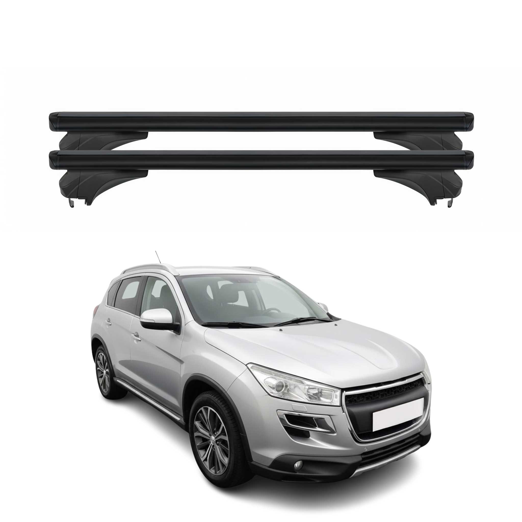 Menabo Dachträger Grundtäger für Peugeot 4008 2012-2017 Aluminium Schwarz 2 tlg