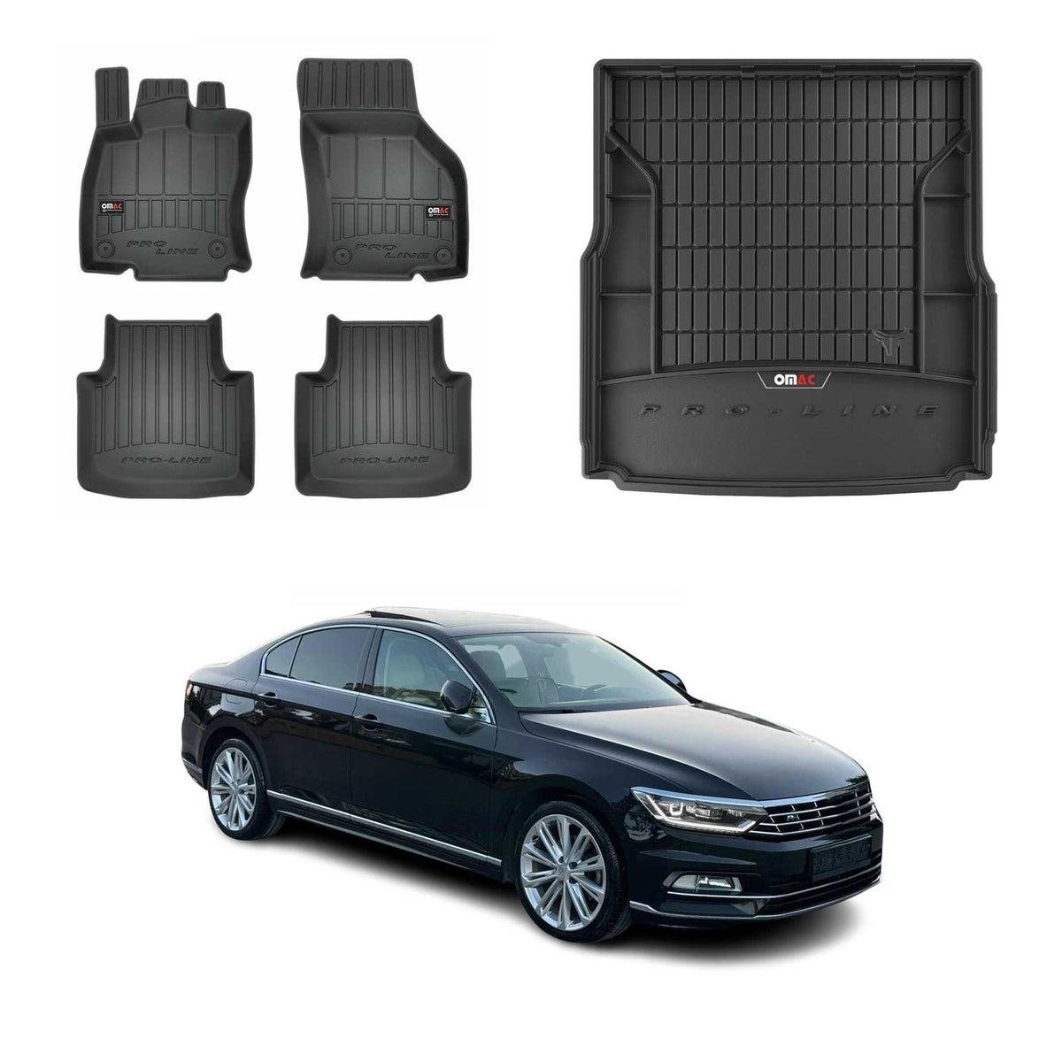 OMAC Fußmatten & Kofferraumwanne Set für VW Passat B8 Variant 2014-2019