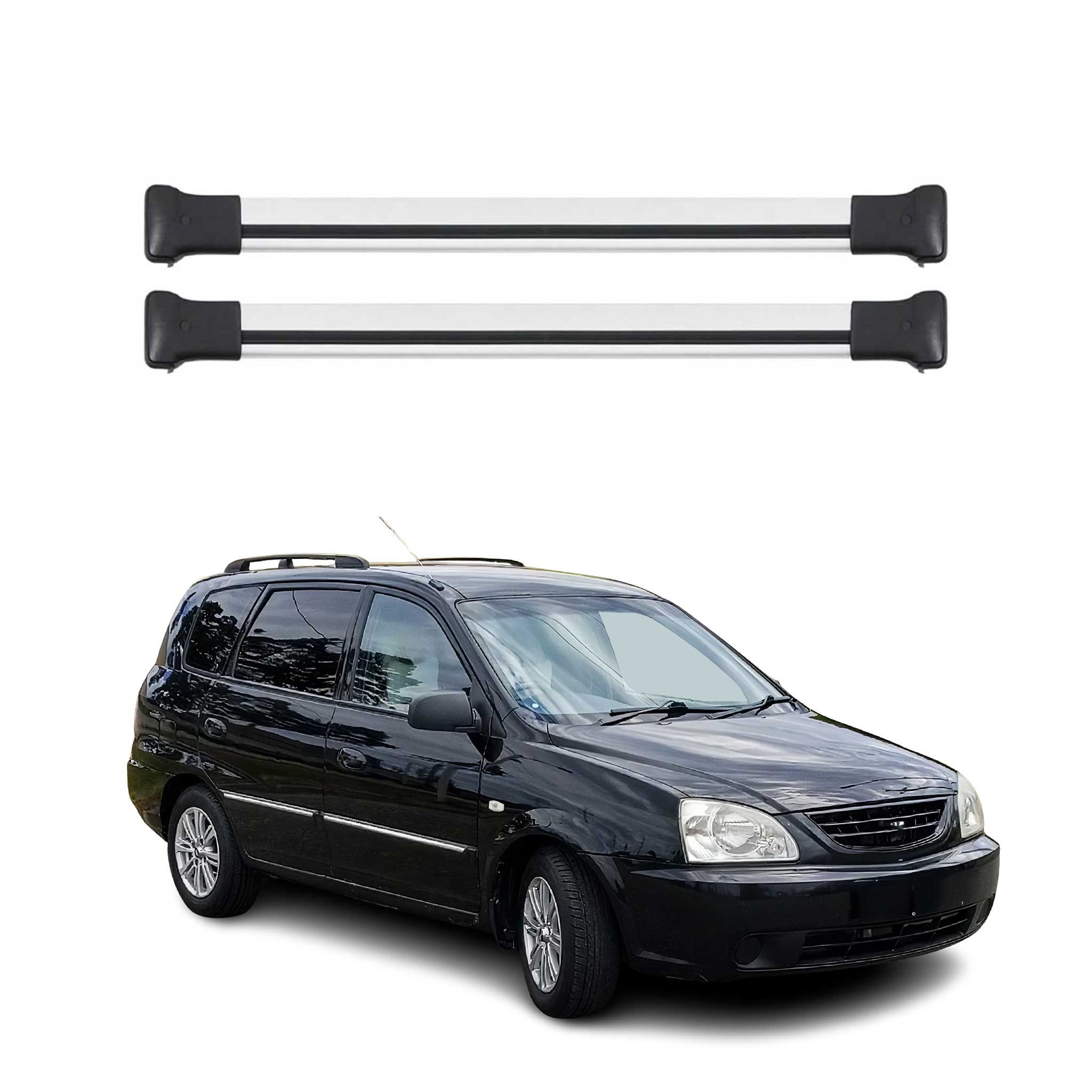 Dachträger Grundtäger für Kia Carens mk1 Kombi 2002-2006 FL Aluminium Silber 2x