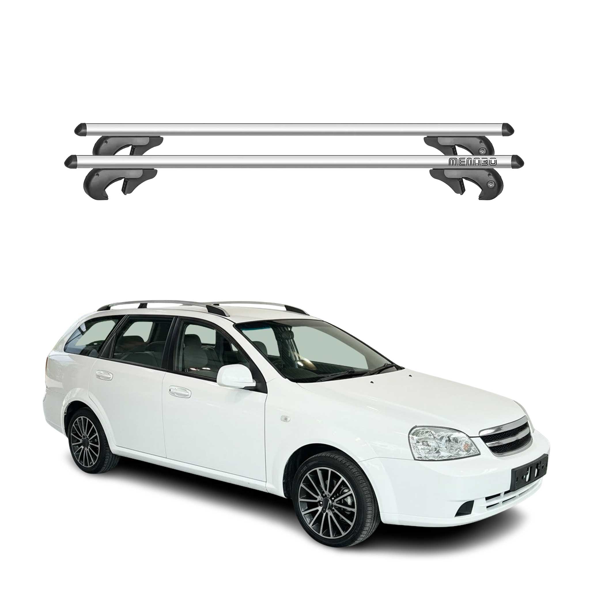 Menabo Dachträger Grundtäger für Chevrolet Nubira Kombi 2004-2007 90kg Silber 2x