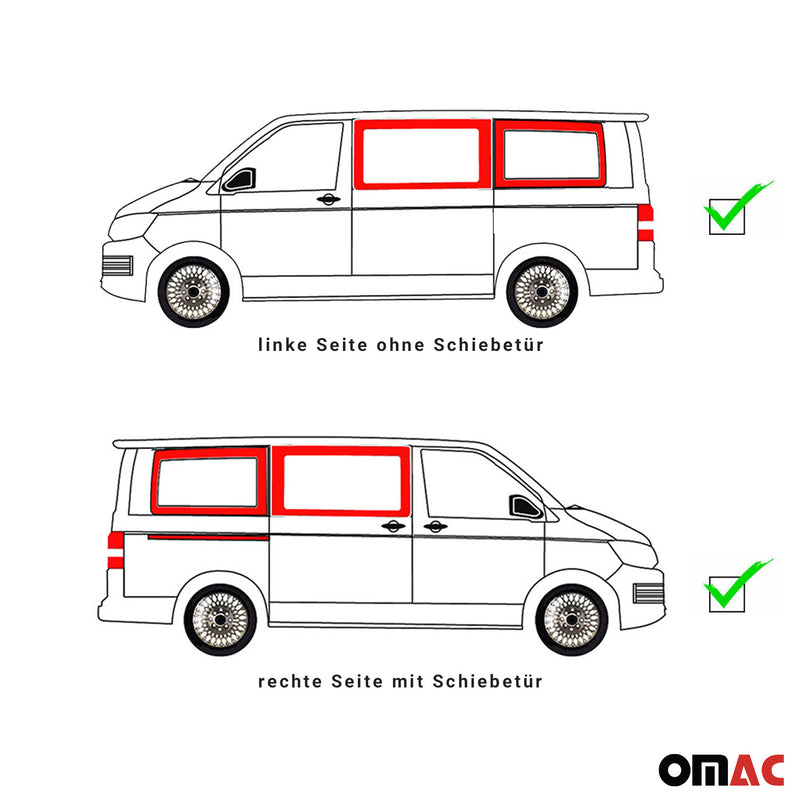 Seitenfenster Autoglas für VW T5 T6 2003-2024 Links Rechts 4x SET L1 L2 Mittel