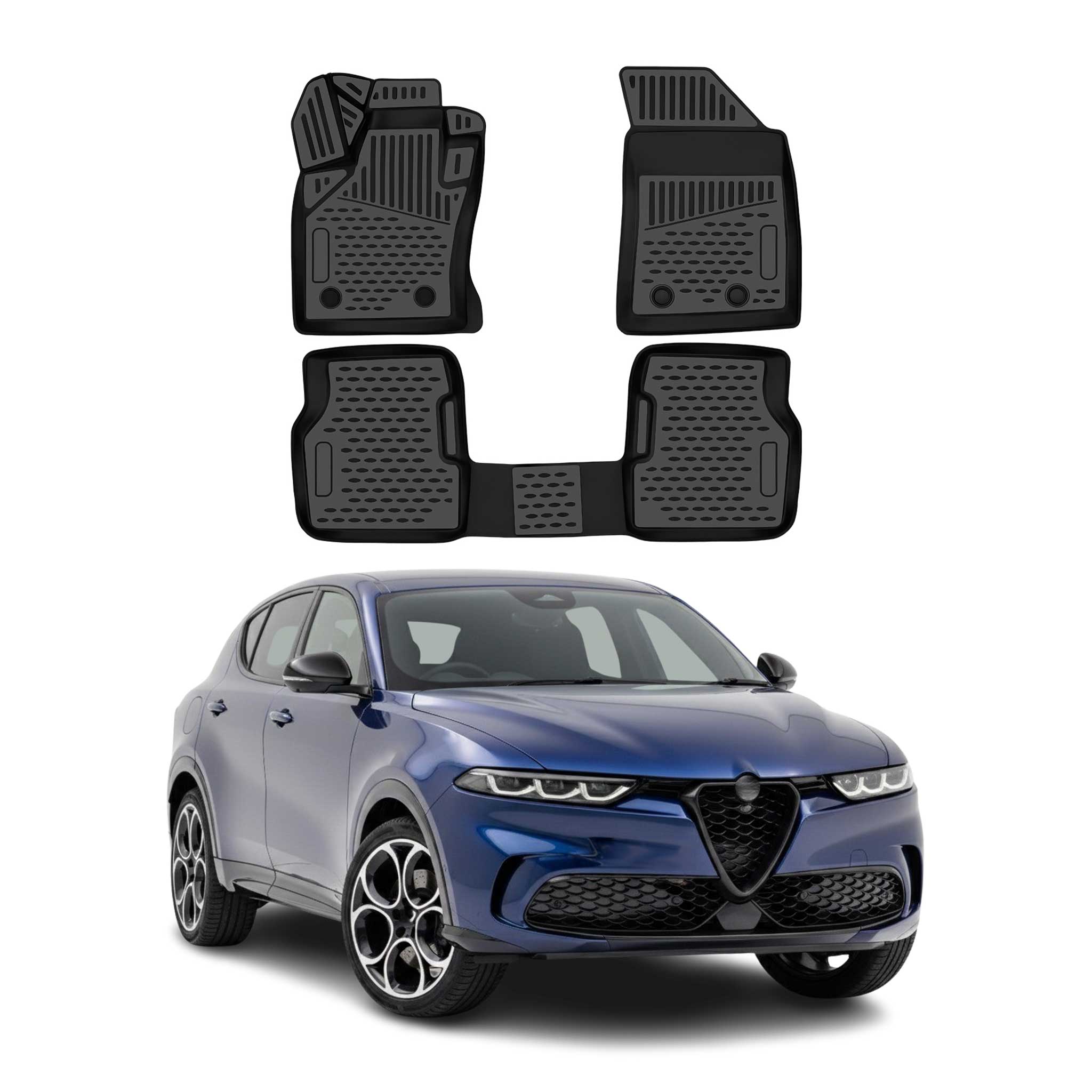 OMAC Fußmatten 3D Gummimatten für Alfa Romeo Tonale 2022-2026 TPE Schwarz 3tlg
