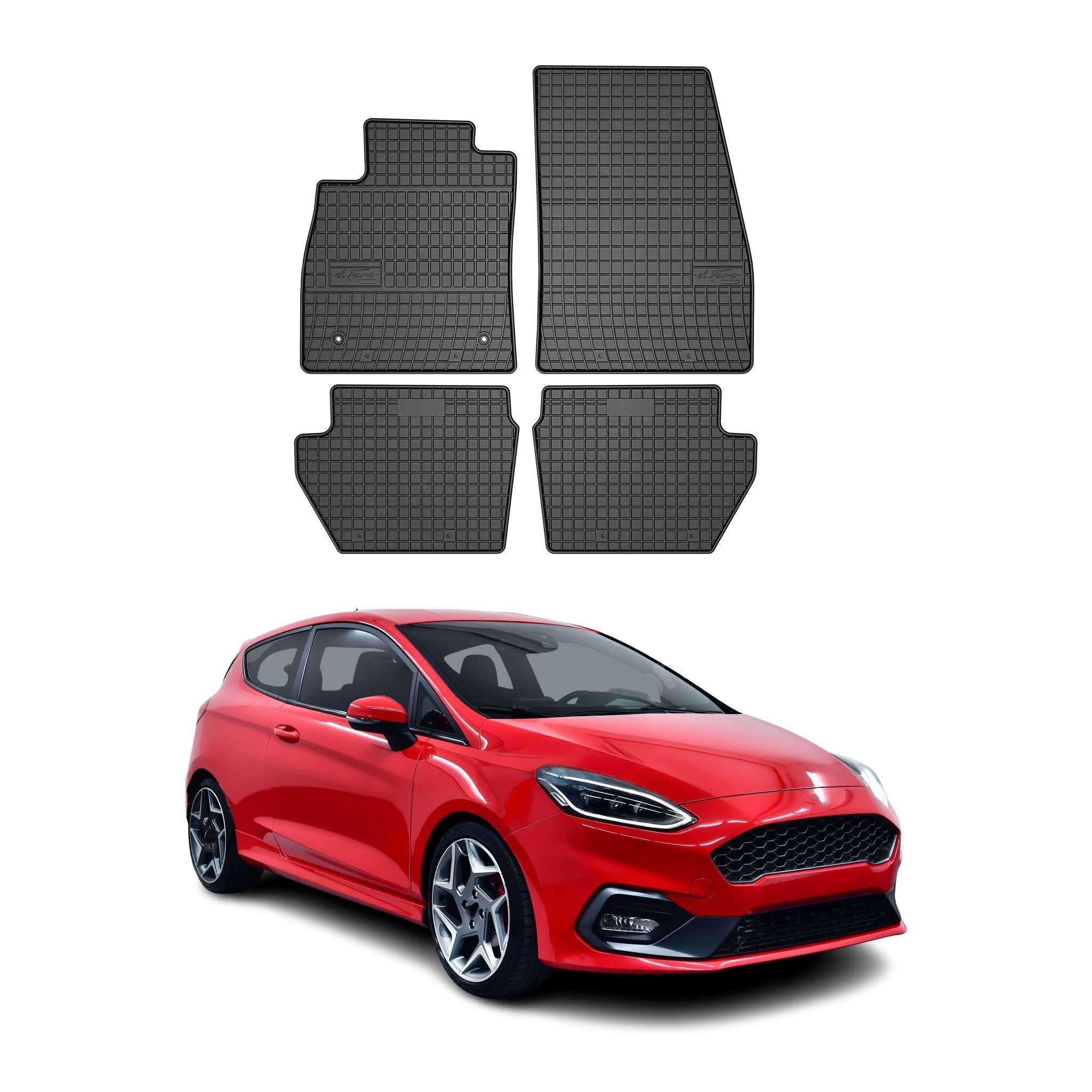 OMAC Gummi Fußmatten für Ford Fiesta MK 2017-2024 Automatten Gummi Schwarz 4tlg