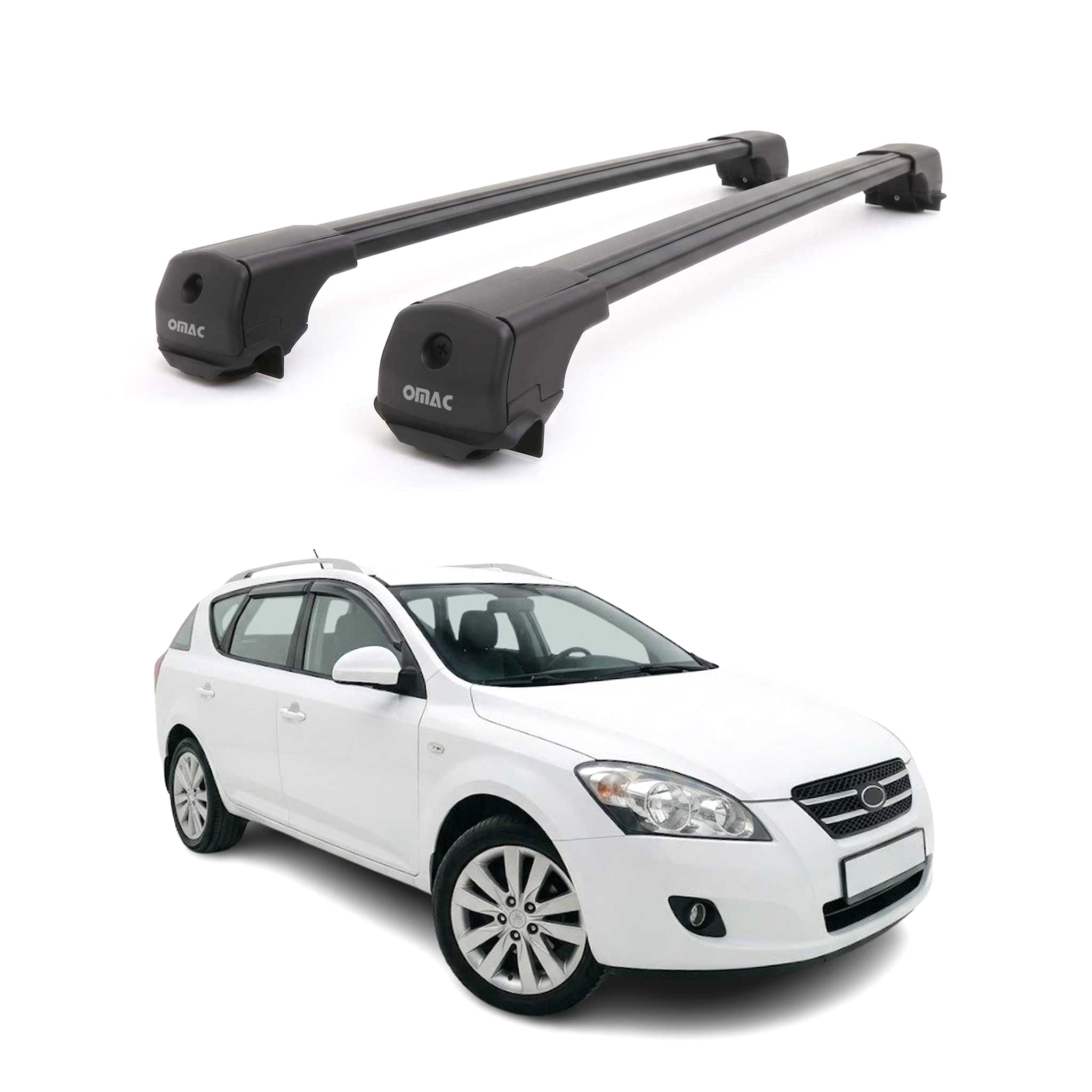 Dachträger Grundträger für Kia Ceed I 2006-2012 Aluminium 75kg Schwarz 2tlg