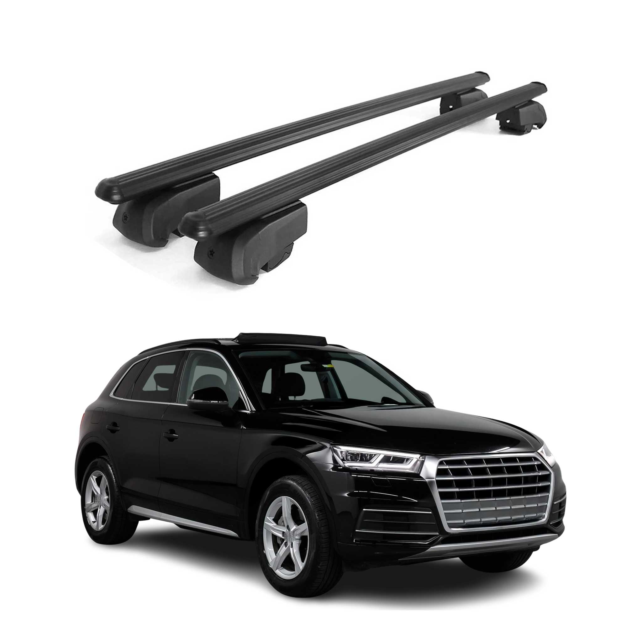 Dachträger Grundtäger für Audi Q5 mk2 2017-2025 75kg Alu Schwarz 2 tlg