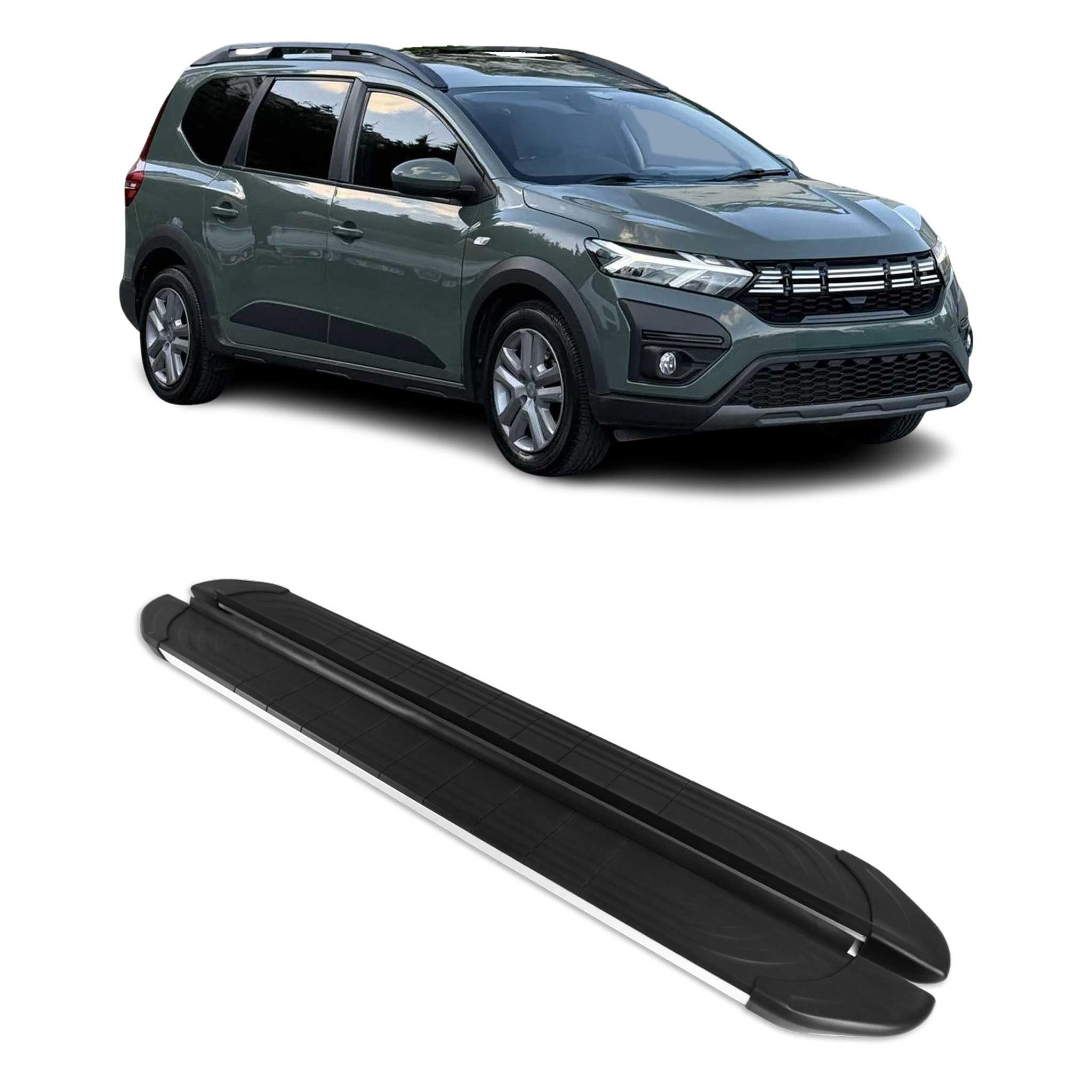 Trittbretter Seitenschweller für Dacia Jogger 2022-2026 Alu Schwarz Grau