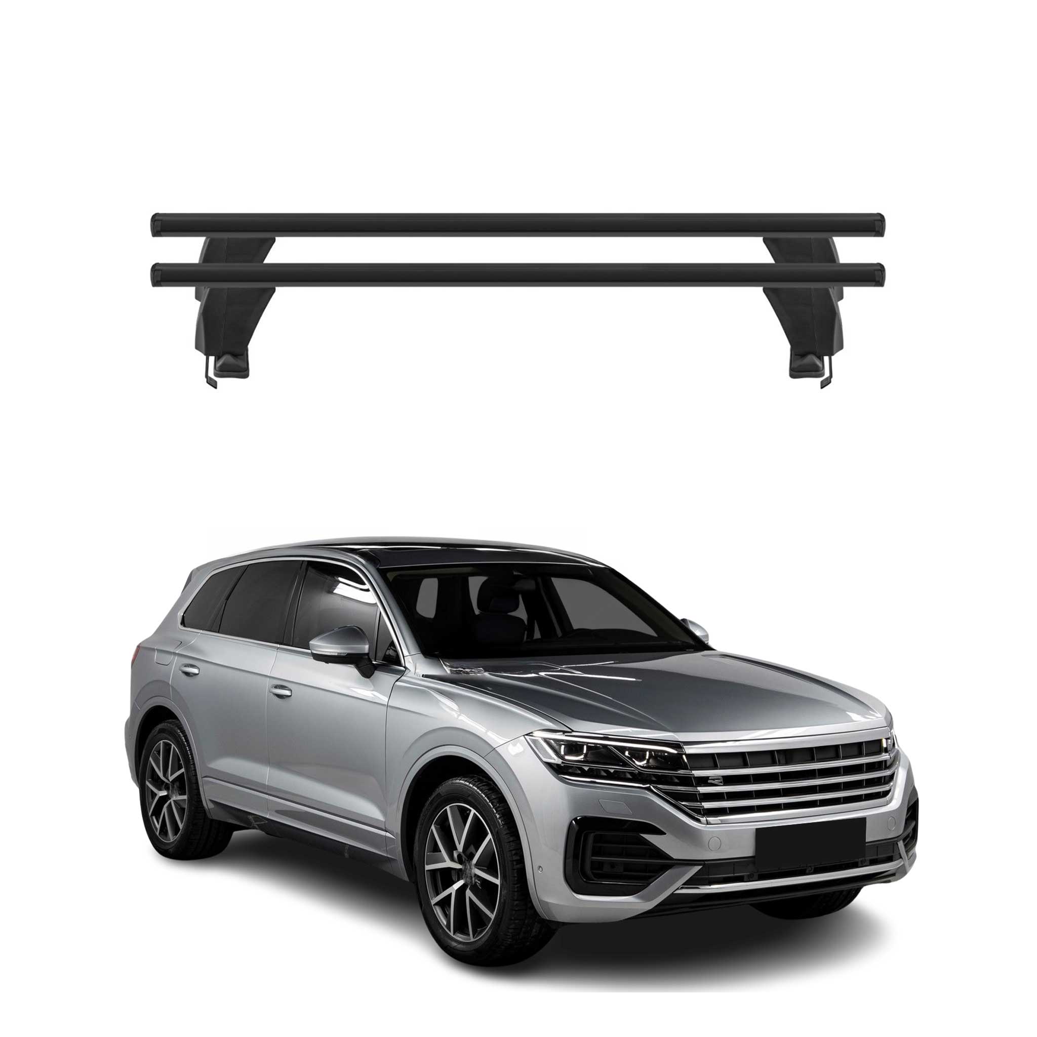 Menabo Dachträger Grundträger für VW Touareg III 2018-2026 Alu Schwarz 2tlg