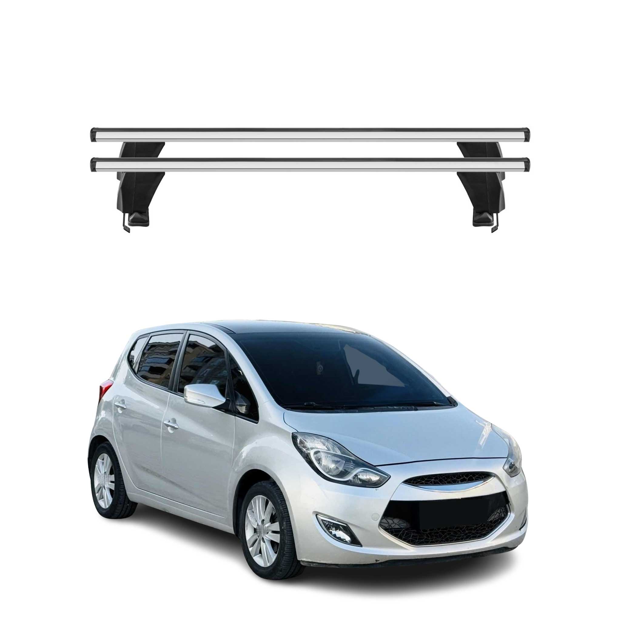Menabo Dachträger Grundtäger für Hyundai ix20 2010-2015 50kg Alu Silber 2 tlg