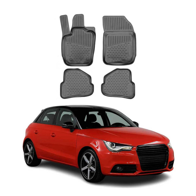 OMAC Gummimatten Fußmatten für Audi A1 A1 Sportback 8X 2010-2018TPE Schwarz 4x