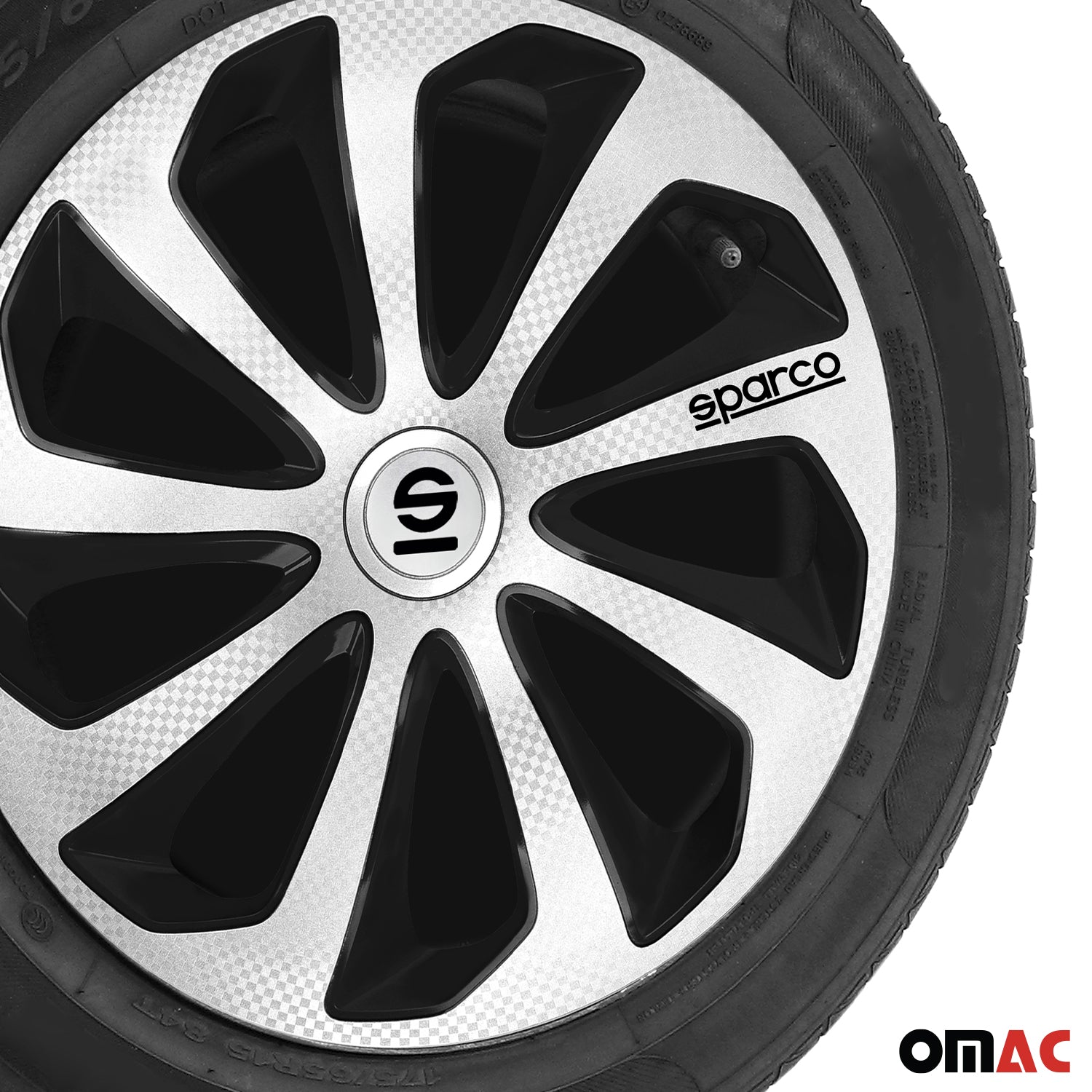 Radkappen Radzierblenden Sparco Sicilia 14" Zoll Auto Silber Carbon Schwarz 4x