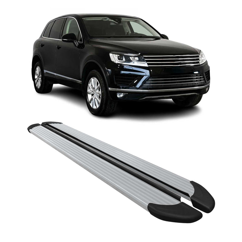 Seitenschweller Trittbretter Schweller für VW Touareg 2010-2018 Aluminium Silber