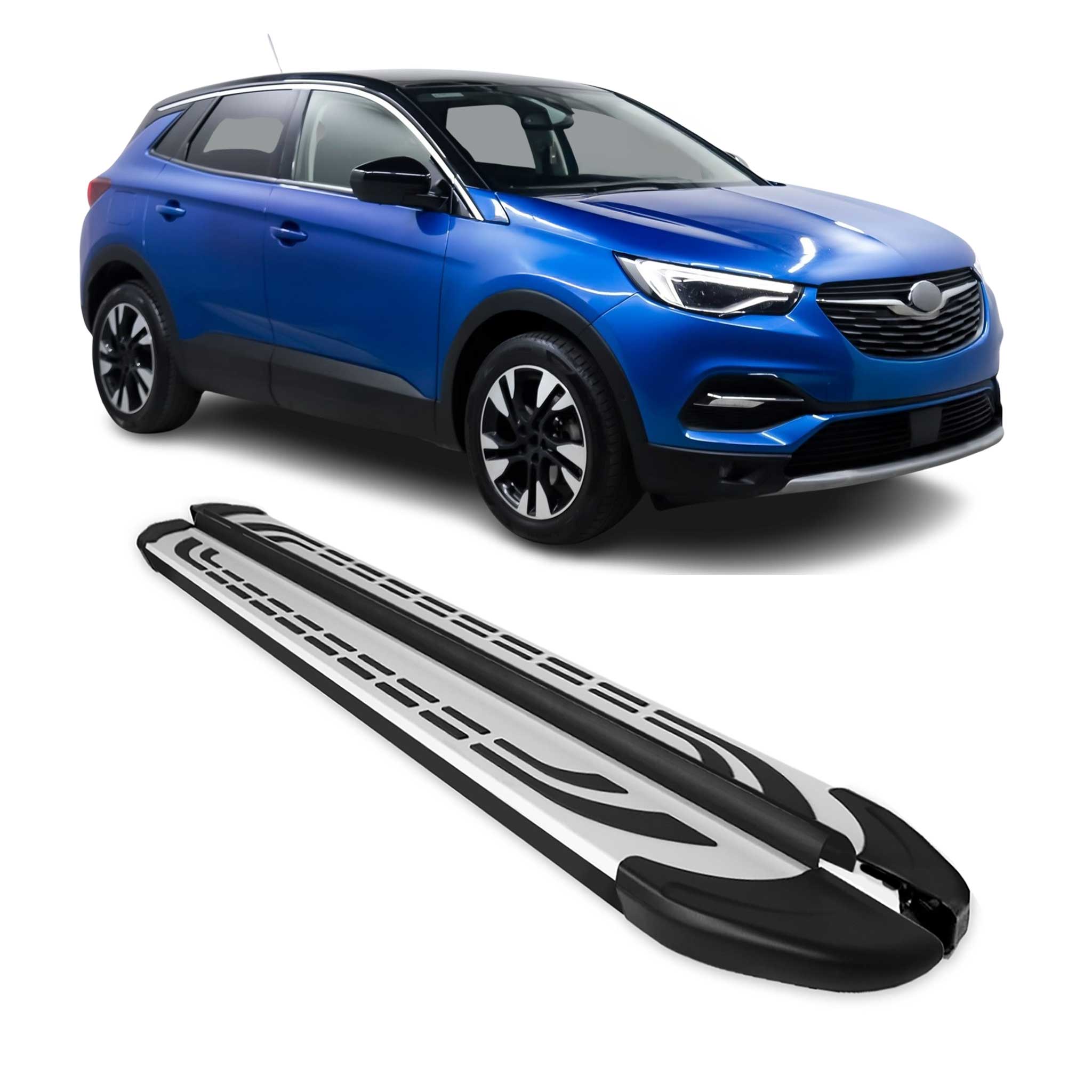 Trittbretter Schweller Seitenbretter für Opel Grandland 2021-2024 Schwarz Alu