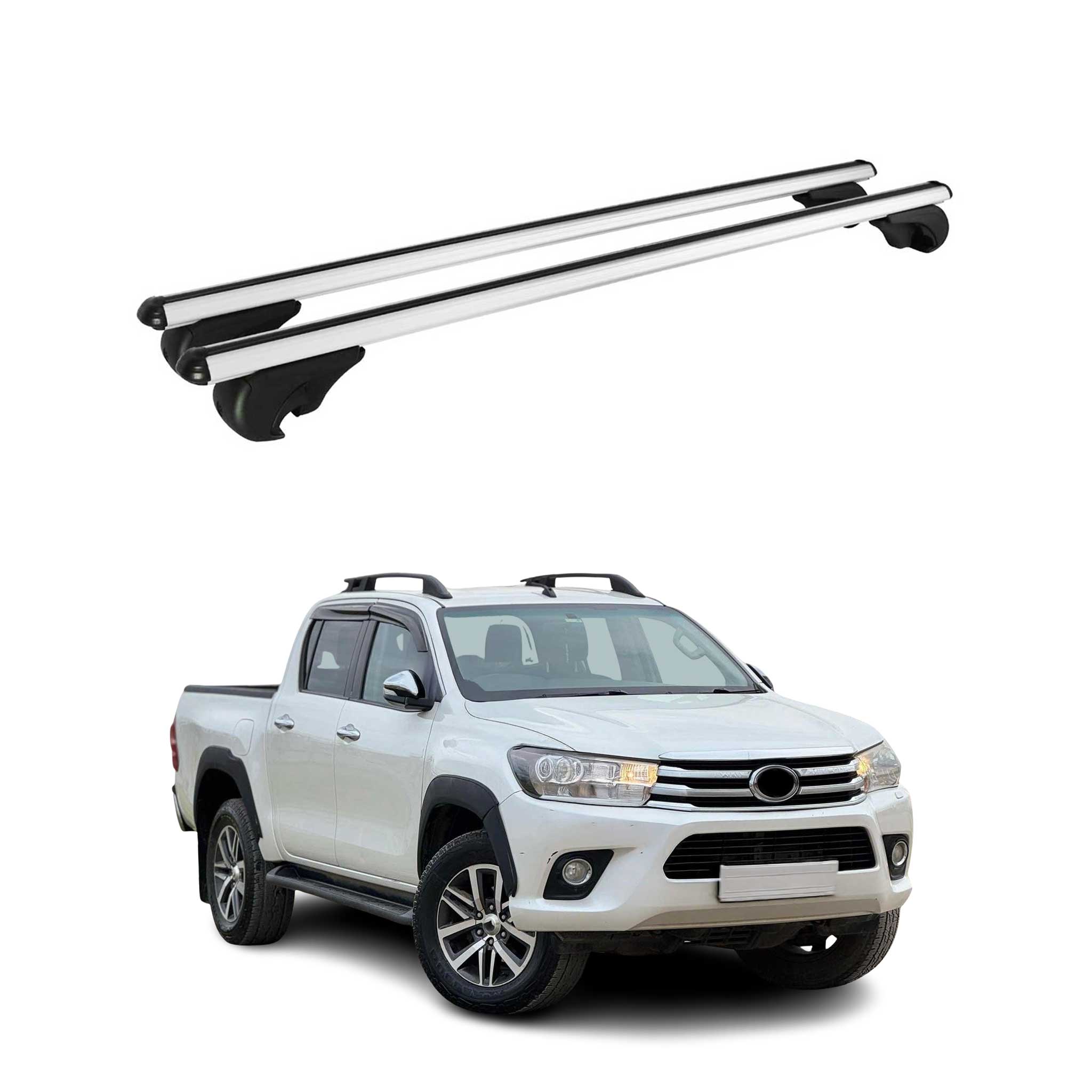Dachträger Grundträger für Toyota Hilux mk8 2015-2026 TÜV Aluminium Silber 2tlg