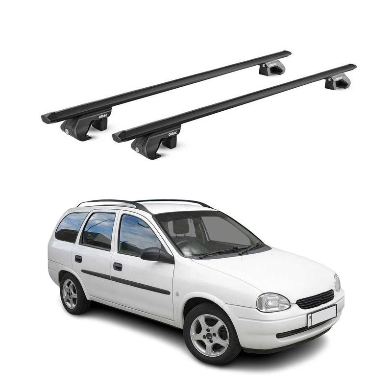 Dachträger Grundtäger für Opel Corsa B Kombi 1993-2000 90kg Alu Schwarz 2x ABE