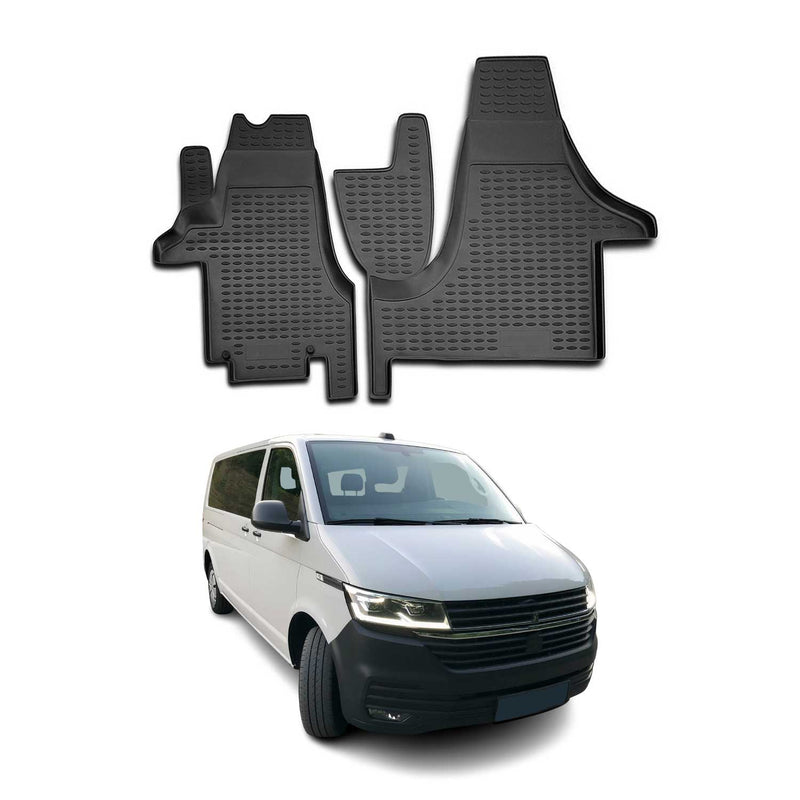 OMAC Gummimatten Fußmatten für VW T6 T6.1 Transporter 2015-2024 TPE Schwarz 2x