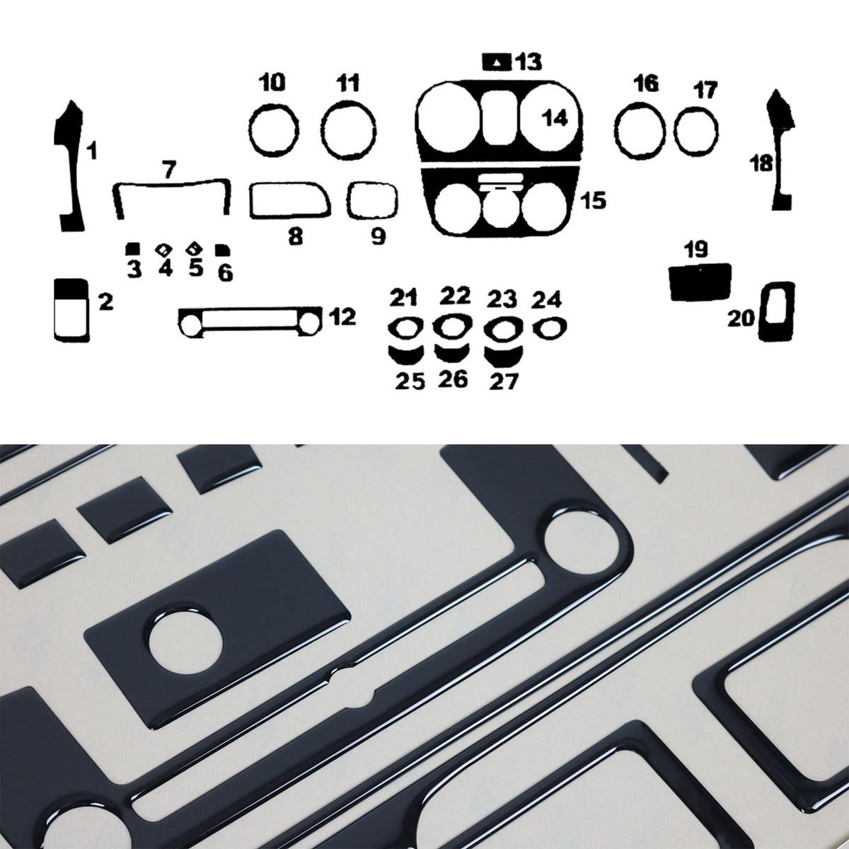 Innenraum Dekor Cockpit für Citroen Nemo 2008-2021 Piano Schwarz Optik 27tlg