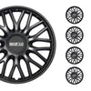 Hubcaps Wheel Trims Sparco Roma 16" Inch Car Cover Set Gray Black 4x