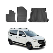 Fußmatten & Kofferraumwanne Set für Dacia Dokker 2012-2024 Gummi TPE Schwarz 3x