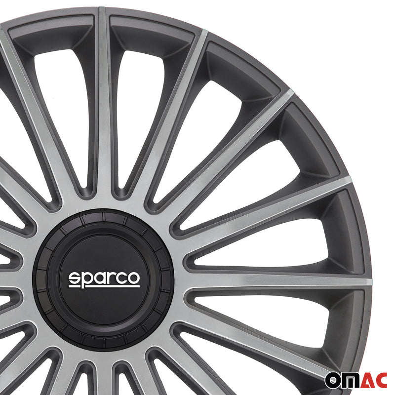 Radkappen Radzierblenden Sparco Treviso 15" Zoll Abdeckung Set Grau Silber 4x