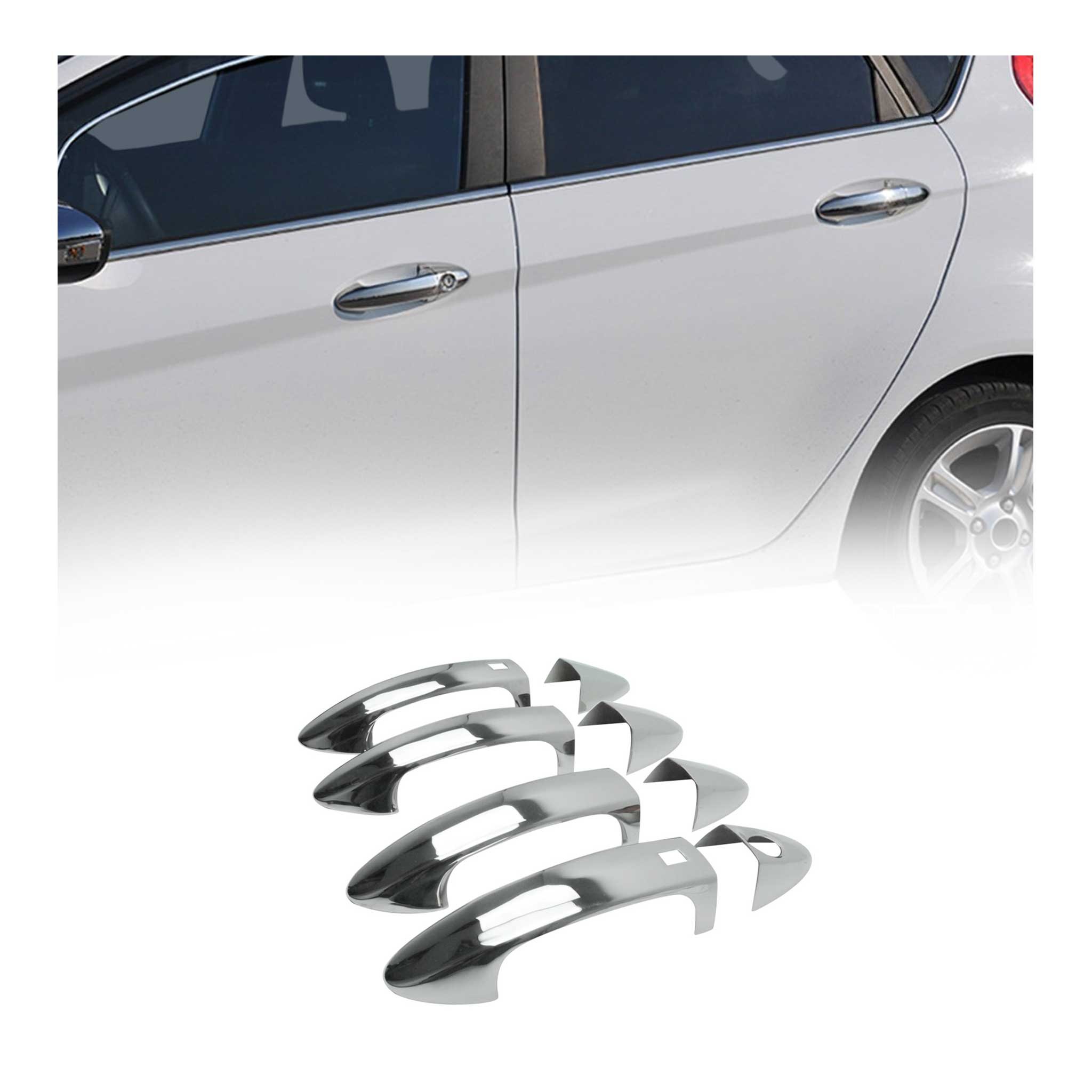 Türgriff Blende Chrom für Ford Fiesta 2008-2017 4-Tür H1 Schlüssellos Edelstahl